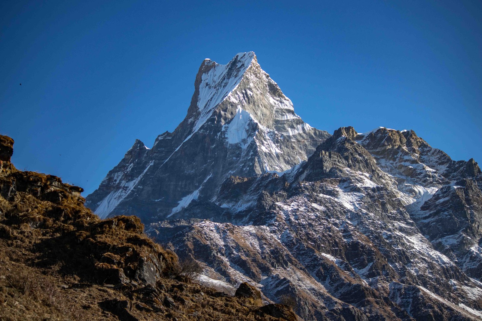 Close-up view of Machhapuchhre (Fishtail) from the Mardi Himal Trek