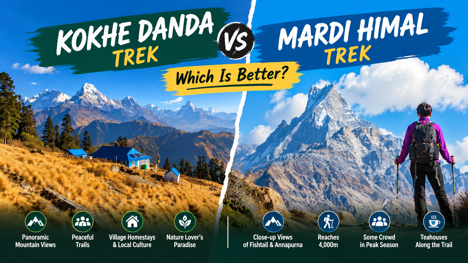 Kokhe Danda vs Mardi Himal trek comparison
