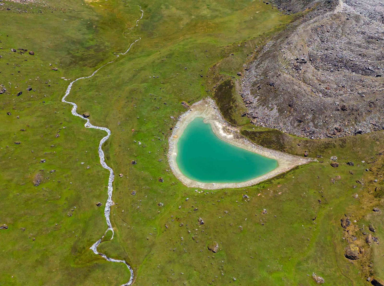 Aerial view of Kalidhunga Lake in the Api Nampa Conservation Area