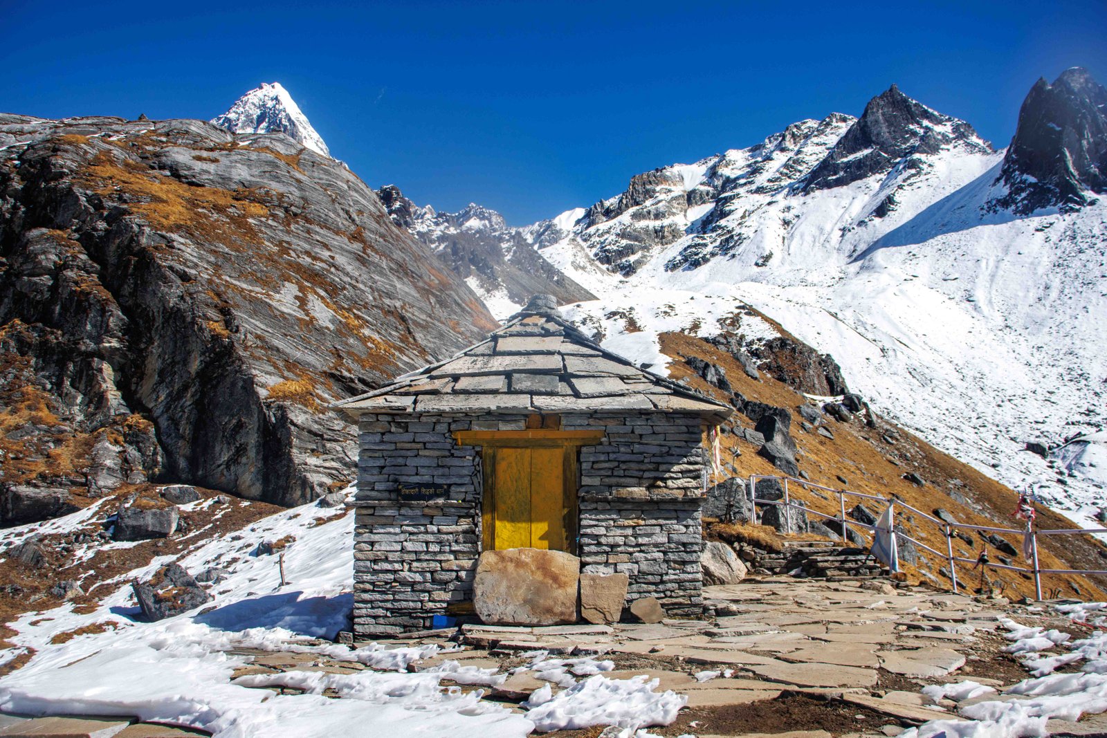 Khayer Baraha temple at sacred Khayer Lake, Annapurna region, Nepal