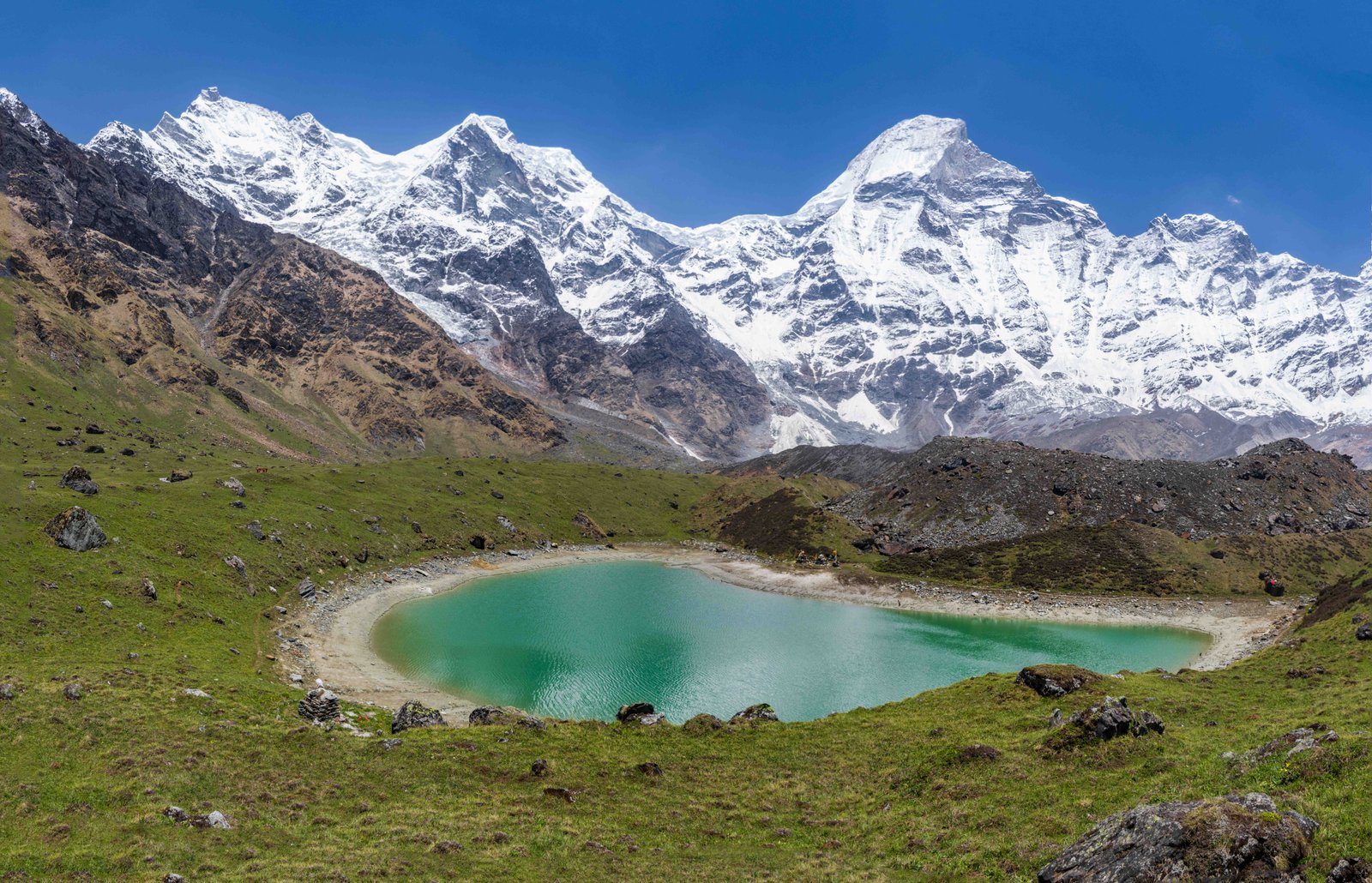 High-altitude lake with mountain views in the Api Himal region